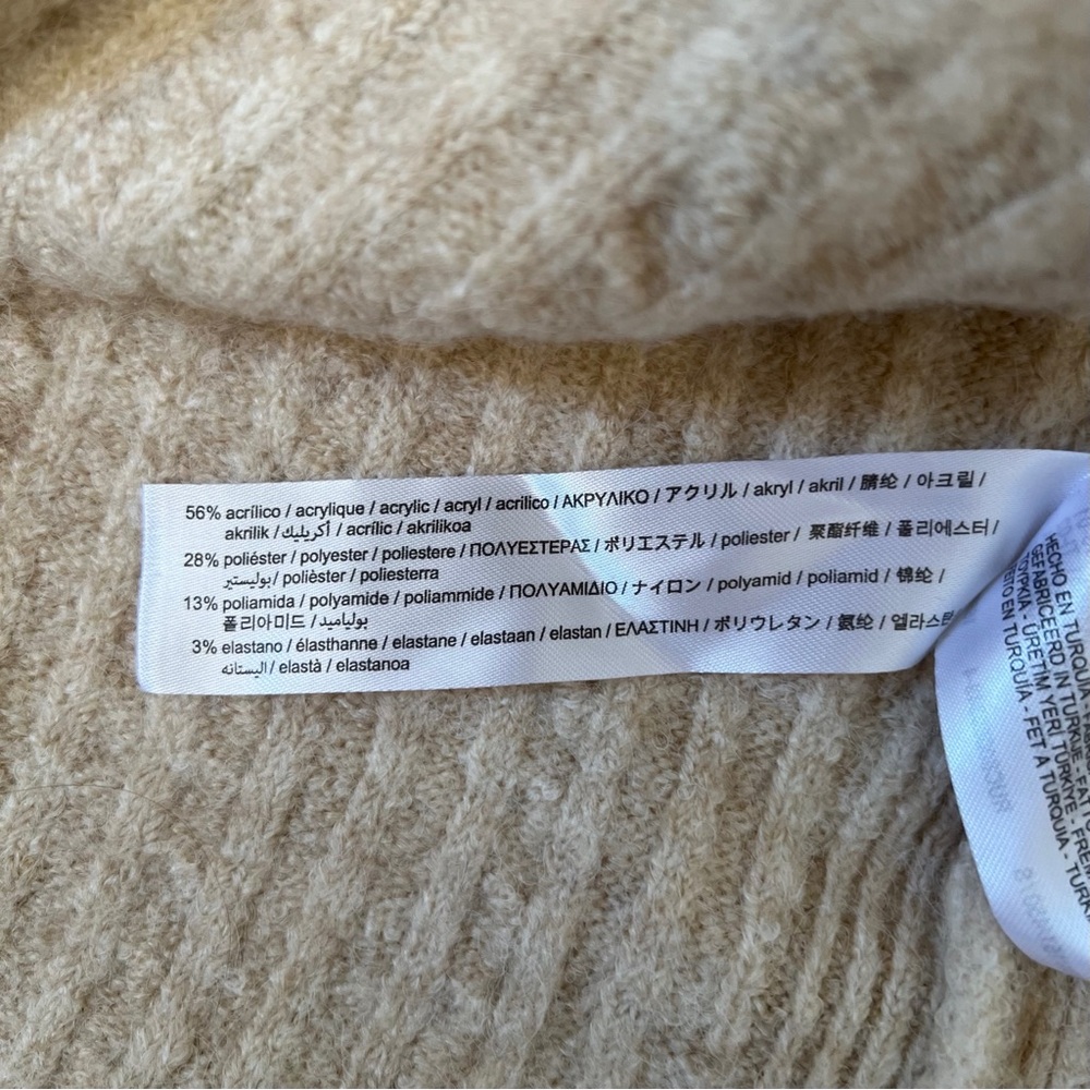 Zara Cable Ribbed Oversized Beige Sweater - S - Picture 4 of 4